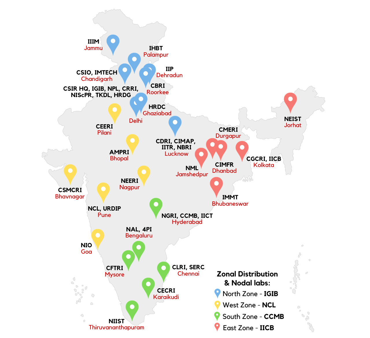 Participating institutes map